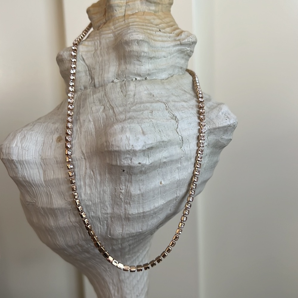 Sugarfix Gold Tone Rhinestone Necklace W/2” Extender NWOT